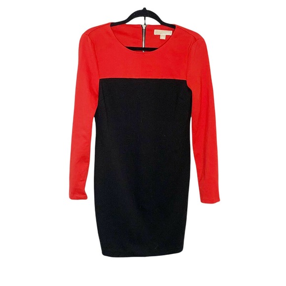 Michael Kors Dresses & Skirts - Michael Kors Women’s Long Sleeve Knit Dress Red Black Color Block Ladies Size 6